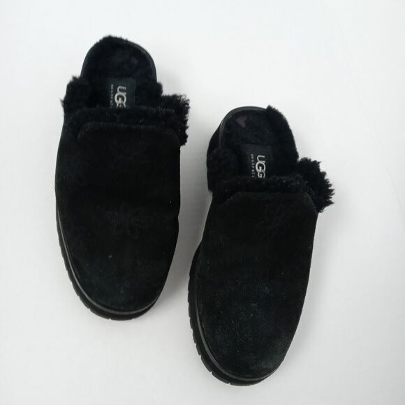 Ugg black suede mules with sherpa linings size 6 - Picture 5 of 11